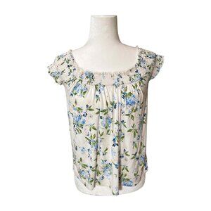 American Eagle Soft & Sexy Floral Smocked off-the-shoulder Top Small